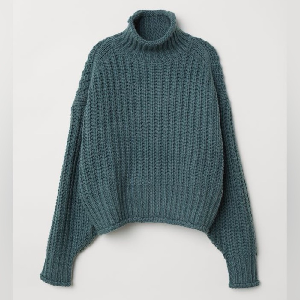 Chunky Knit Sweater - Turquoise - XS